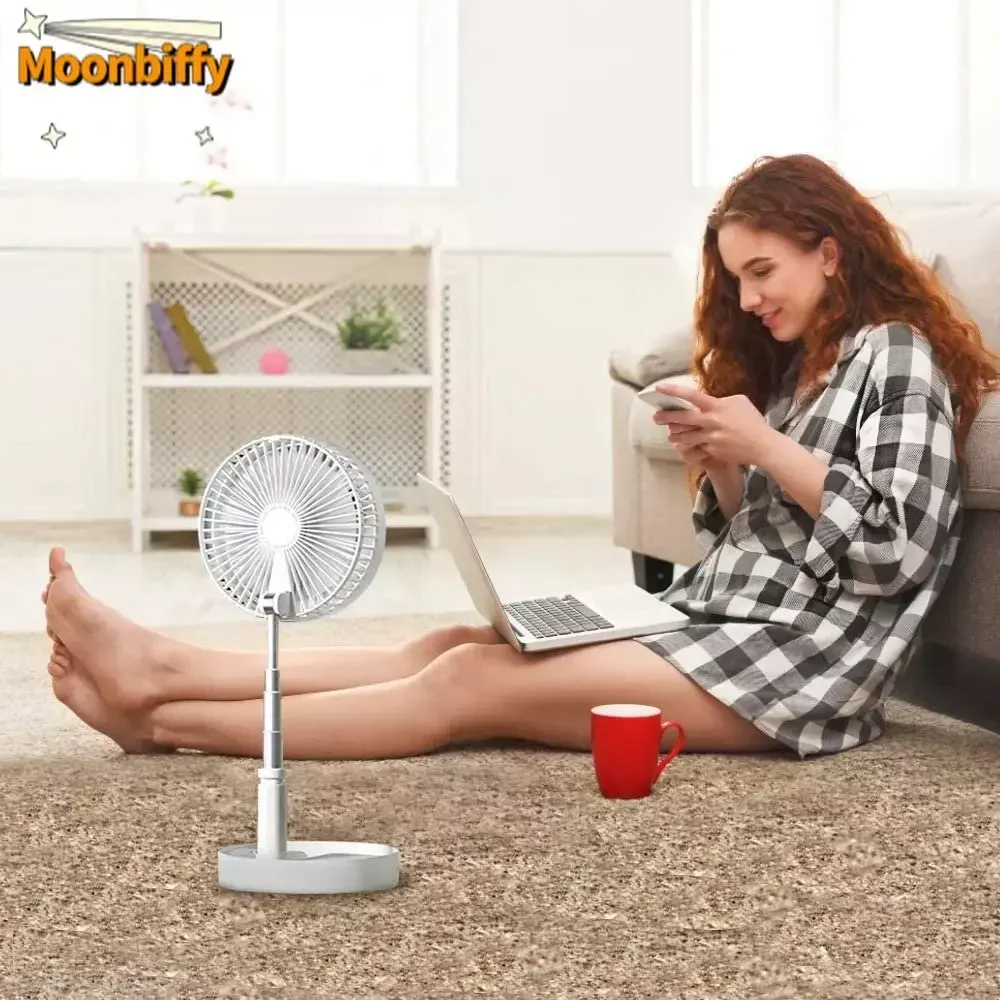 

Portable Fan 7200mah Rechargeable Mini Folding Telescopic Floor Low Noise Summer Fan Cooling For Household Bedroom Office Deskto