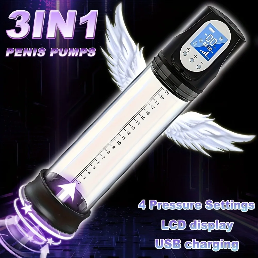 Vacuum Penile Pump Penis Enlargement Enhancer Massager Ring Electric Penis Pump Sex Toys for Men Male Masturbator Penis Extender