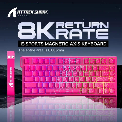 ATTACK SHARK R82 HE 75% teclado magnético para juegos 8000Hz teclado ProGamer con cable de disparo rápido, precisión RT de 0,005mm, latencia de 0,08 ms