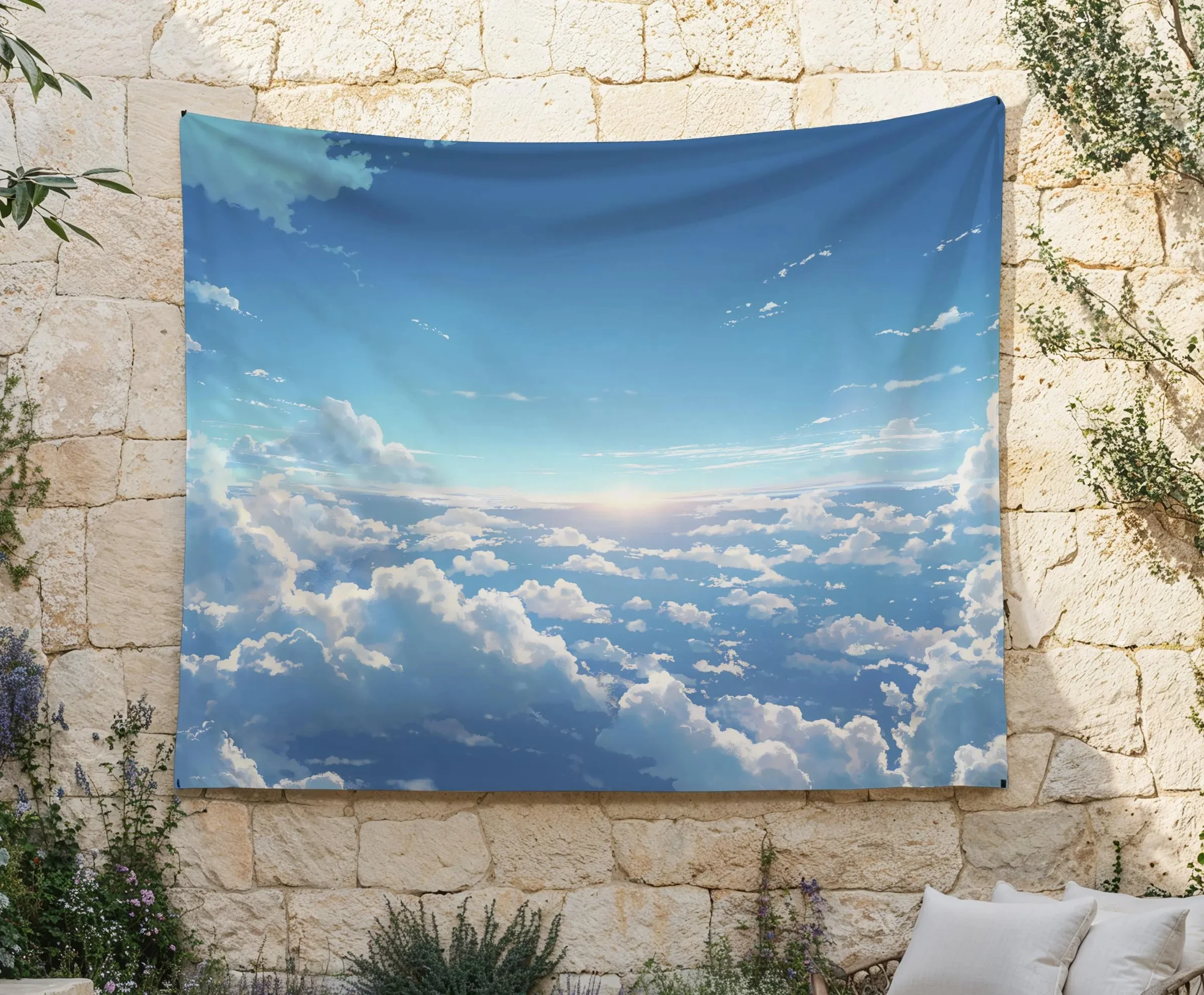 VIKAMA Healing Series High altitude Cloud Sea Tapestry Fresh Ins Wind Background Cloth Living Room Decoration Room Decoration