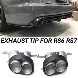 2pcs/Lot Carbon Fiber Exhaust Tip For Audi A3 A4 A5 A6 A7 RS3 RS4 RS5 RS6 RS7 Muffler Tip Tailpipe Exhaust System Nozzle