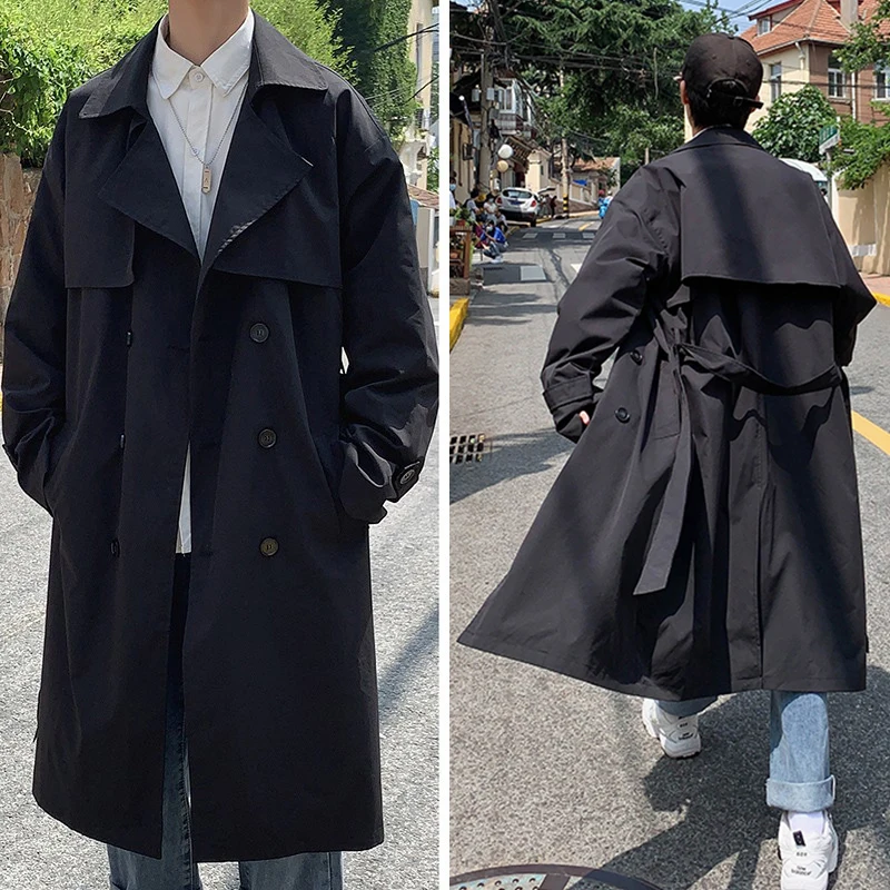 

Мужская демисезонная куртка оверсайз средней длины с флисовой подкладкой, модная свободная верхняя одежда в корейском стиле, премиум-класса