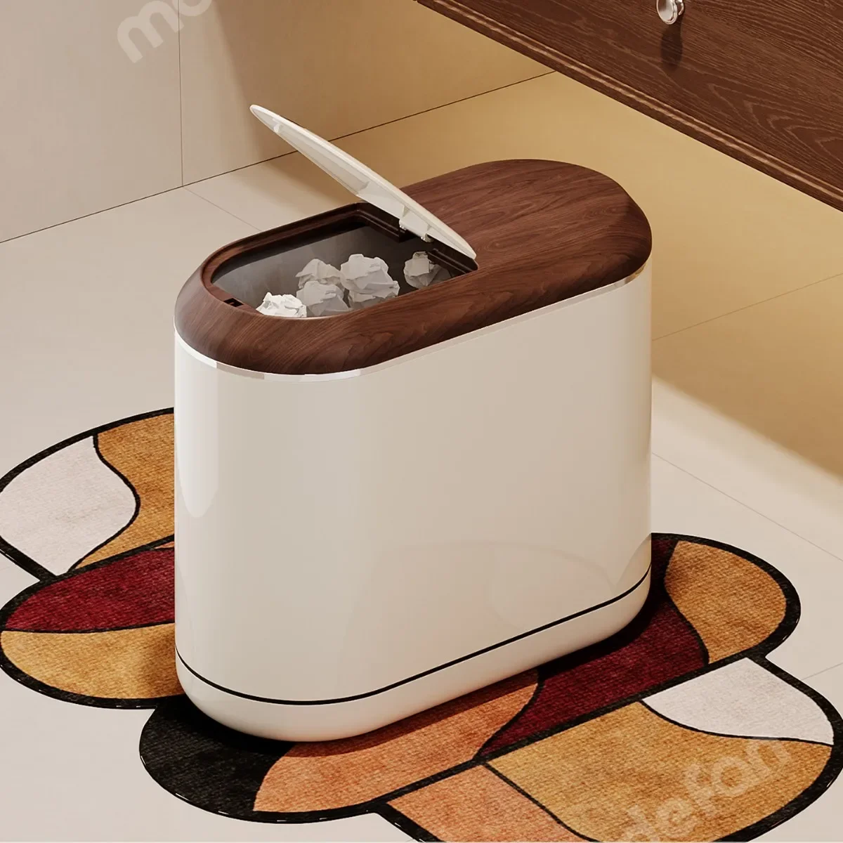 YFY  bathroom clip narrow slot trash can  home living room toilet large  with lid with wheel basket