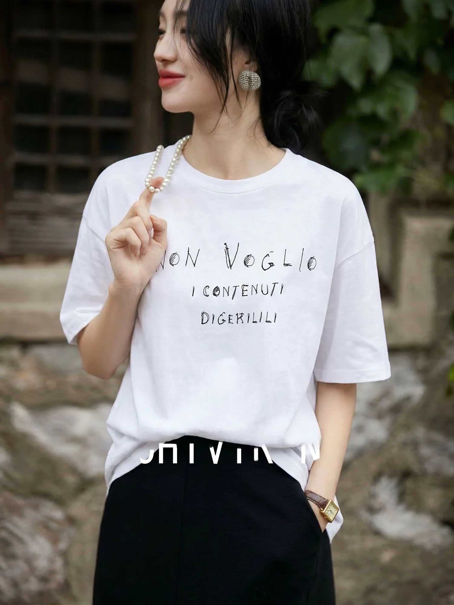 

Женская хлопковая футболка Chivirin Slim Fit с буквенным принтом, круглым вырезом, коротким рукавом, белая, летняя, универсальная, высокого качества, модная