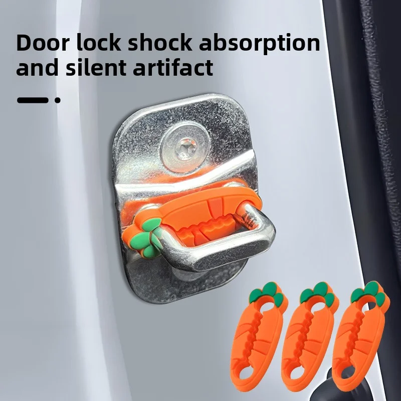 New Cartoon Motors Door Lock Silicone Sleeve Protective Pad Door Shock Absorption Buffer Carrot Anti-collision Paste Universal