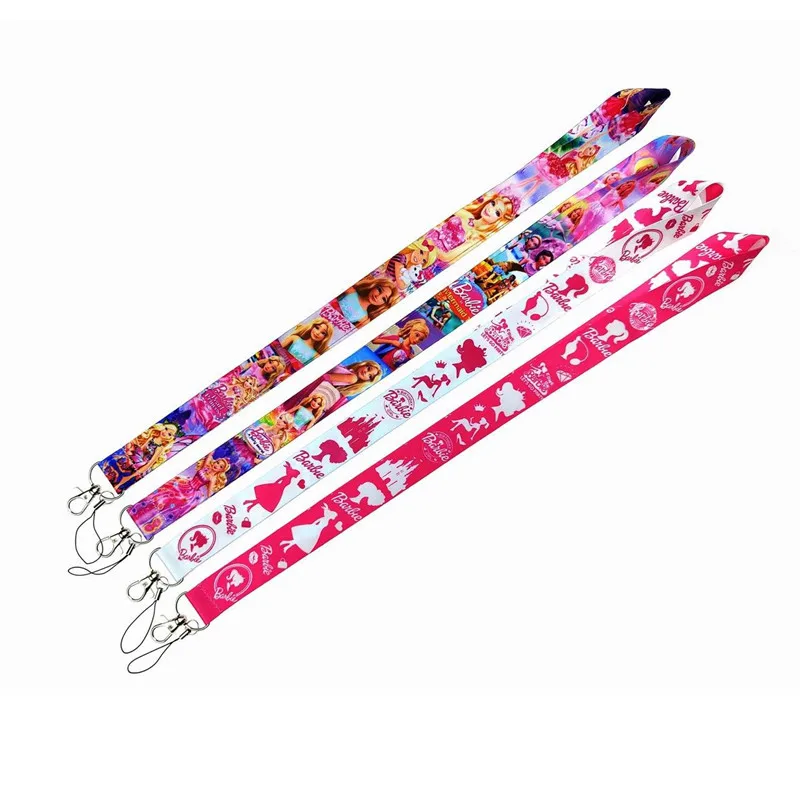 10pcs Barbie Phone Lanyard Cute Keychains ID Card Gym USB Badge Holder Neck Strap Action Figure Toy for Kids Collection Gifts