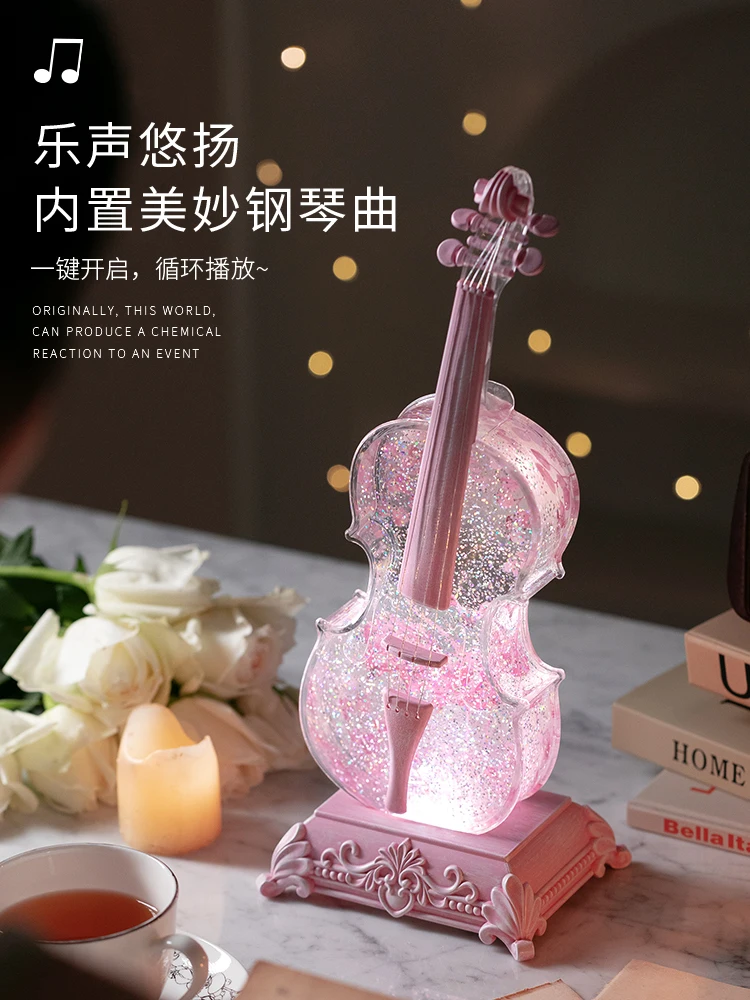 Violin ornament music box music box crystal ball