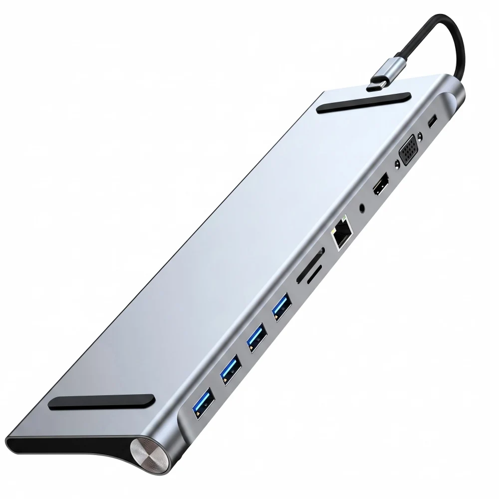 NULOXO 11-in-1 USB C Docking Station Hub Multiport Adapter Dual Monitor 4K HDMI VGA Ethernet 100W PD Audio for MacBook Laptop