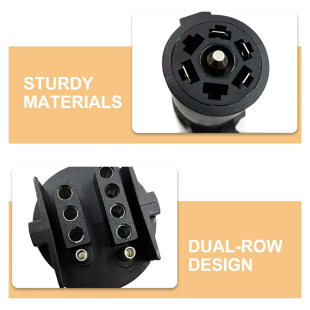 

Us Standard Plug Socket 7 To 5/4 Pin Trailer Connector Towing Socket Converter Dual Row Heavy Duty Abs Overload Protection For