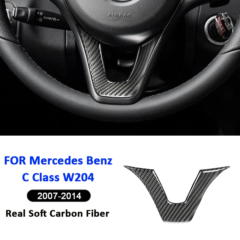 

For Mercedes Benz C Class W204 2007-2014 Carbon Fiber Car Steering Wheel U-Shape Cover Decorative Modification Interior Sticker
