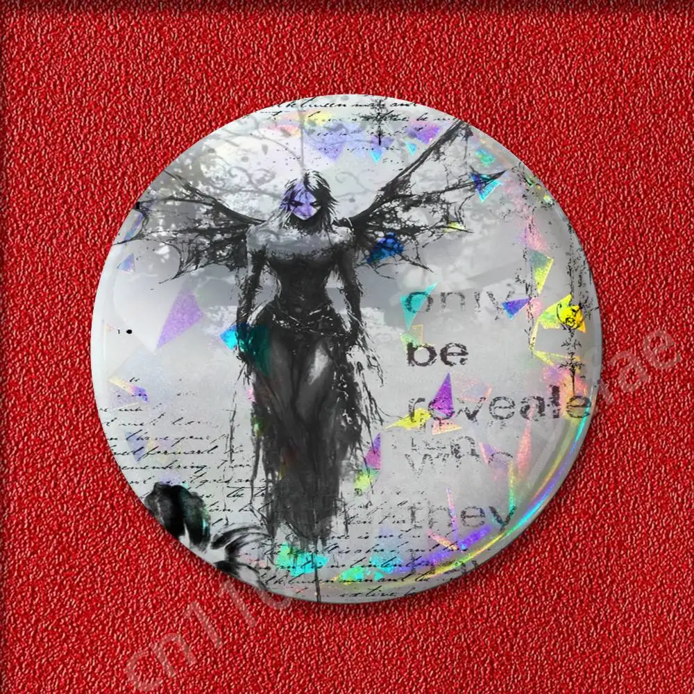 Cyber Sigil Cross Gothic Cat Girl Badges Badge 25mm 32mm 44mm 58mm 75mm Round Pin Brooch Adornment Souvenir Cosplay Gift