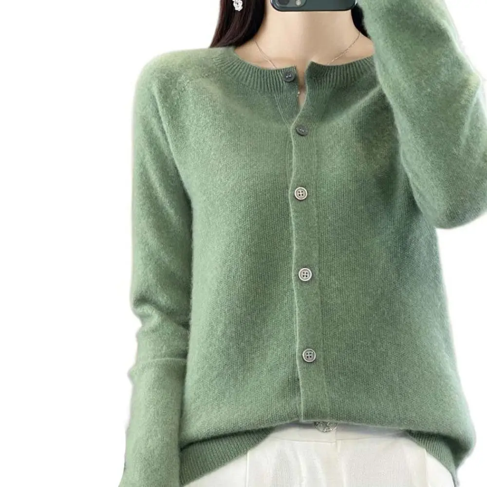 Fashion Warm Wool Pullover Women Loose Elastic Slim Knitwear Top Solid Color O-neck Cashmere Cardigan Women