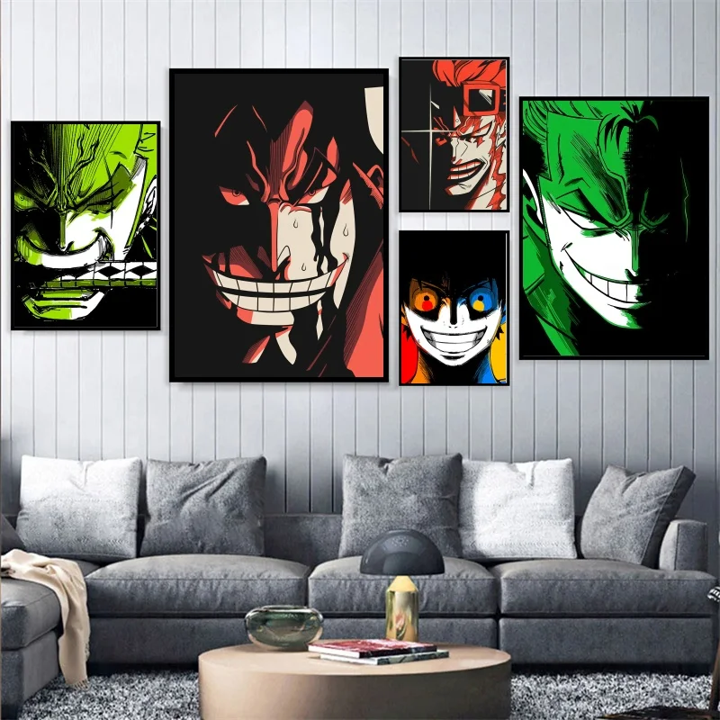 

Classic Hot-blooded Anime Figure One Piece Luffy Zoro Corridor Living Room Bedroom Decorative Canvas Painting Child Gift Poster