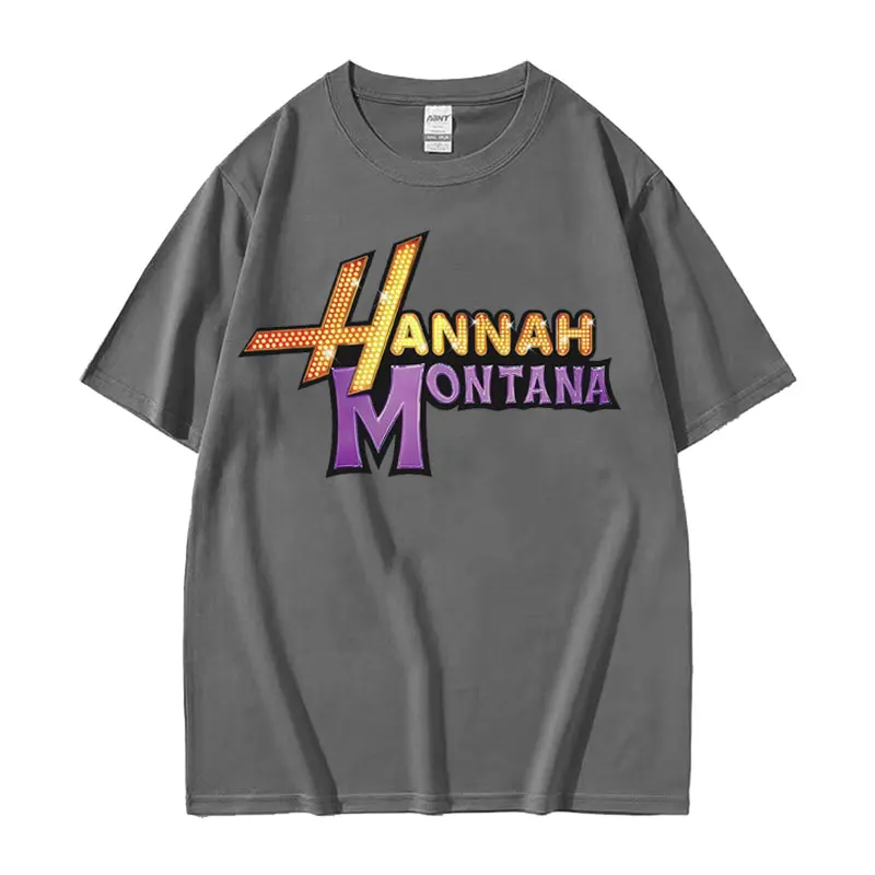 Nowa koszulka z logo Hannah Montana Mężczyźni Kobiety Letnia koszulka z krótkim rękawem Unisex Moda Estetyczny trend T-shirt Streetwear