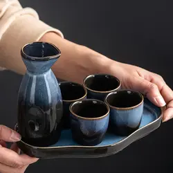 Japanese Style Ceramic Teacups Retro Sake Glasses Wine Decanter Kung Fu Tea Cup Household Master's Cup Tavern Wine Accessories