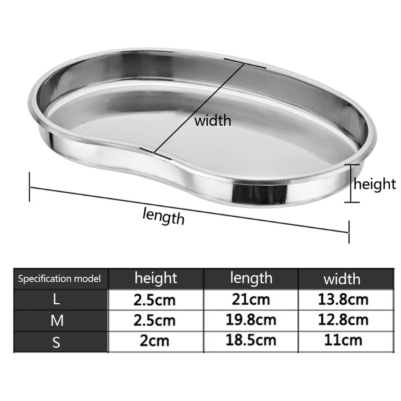 Stainless Steel Kidney Bowl Curved Trays Dental Tool Doctors Use Trays for Ideal for Surgical Medical Vet Tattooist