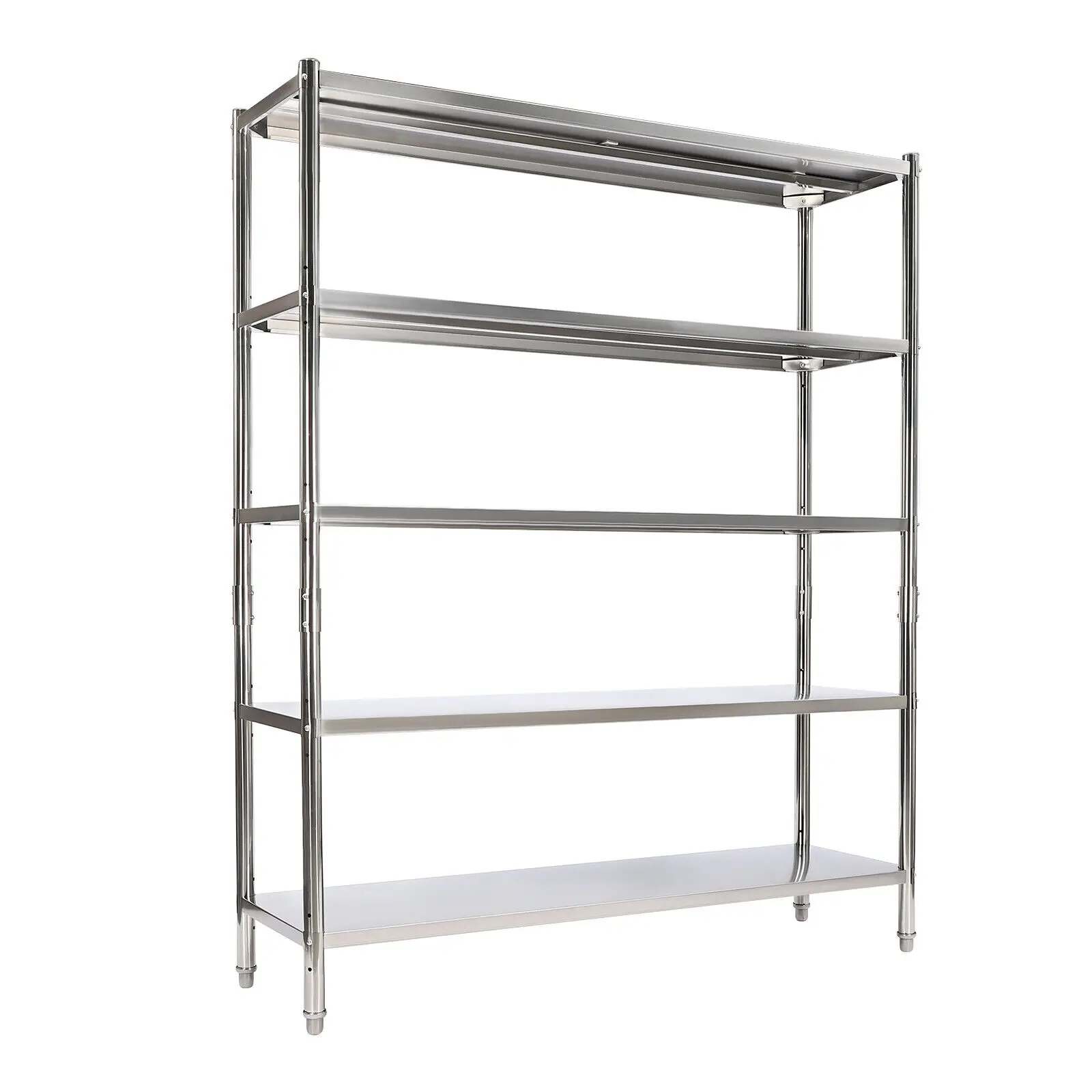 رف من الفولاذ المقاوم للصدأ مكون من 5 طبقات، رف تخزين قابل للتعديل، رفوف شديدة التحمل من الفولاذ المقاوم للصدأ