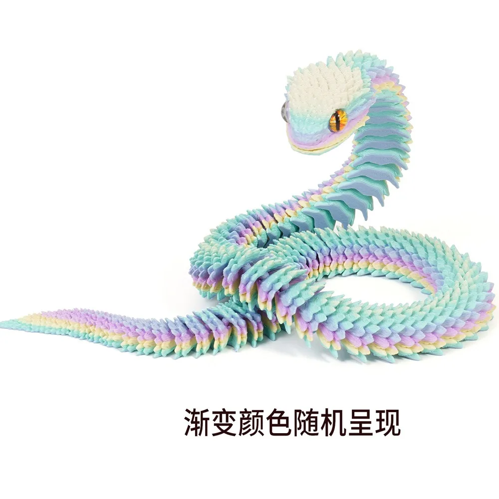 Realistic 3D Printed Snake Toy Multicolor 30/45/60cm Simulated Snake Ornament Home Decor PLA Animal Simulation Model