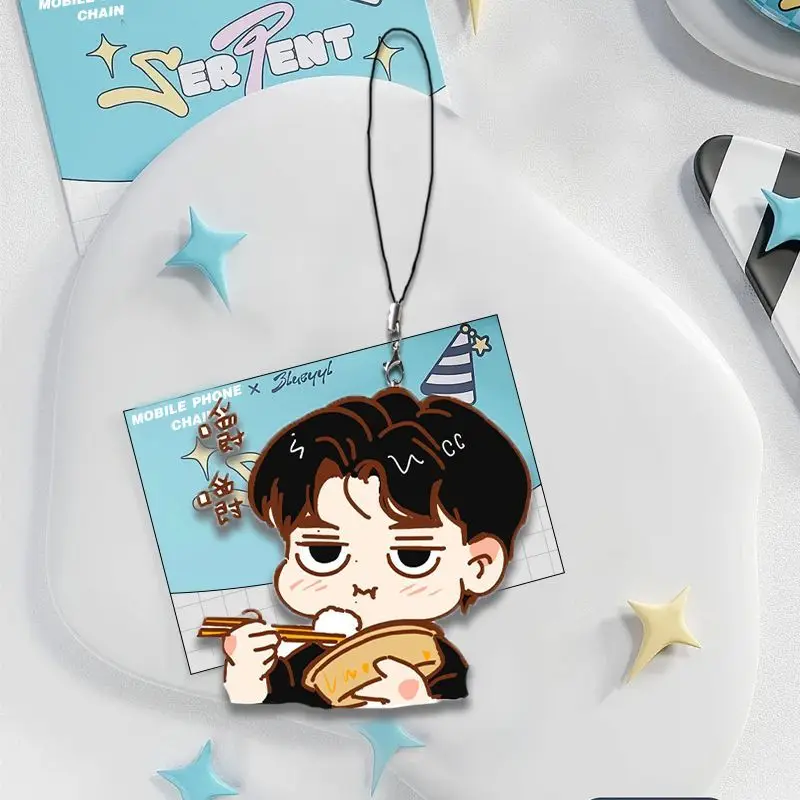 Reverse Love Q 버전 주변기기 아크릴 휴대폰 체인, 전화 케이스 만화 장식 펜던트 선물 Tian Xu Ning Ziyu