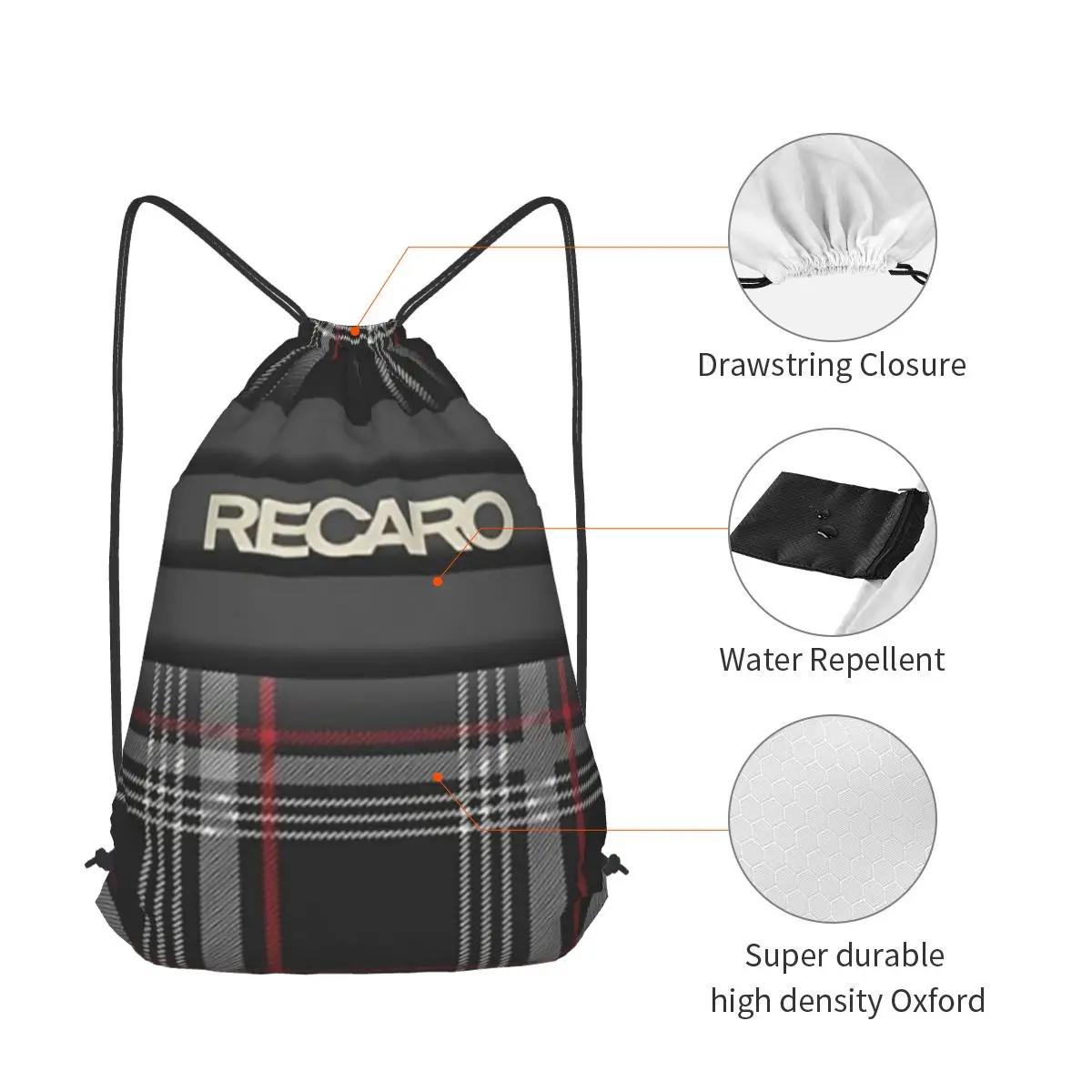 Tartan Plaid Recaros Backpacks Casual Drawstring Bundle Pocket Shoes Bag Book Bags for Man Woman Students view 4