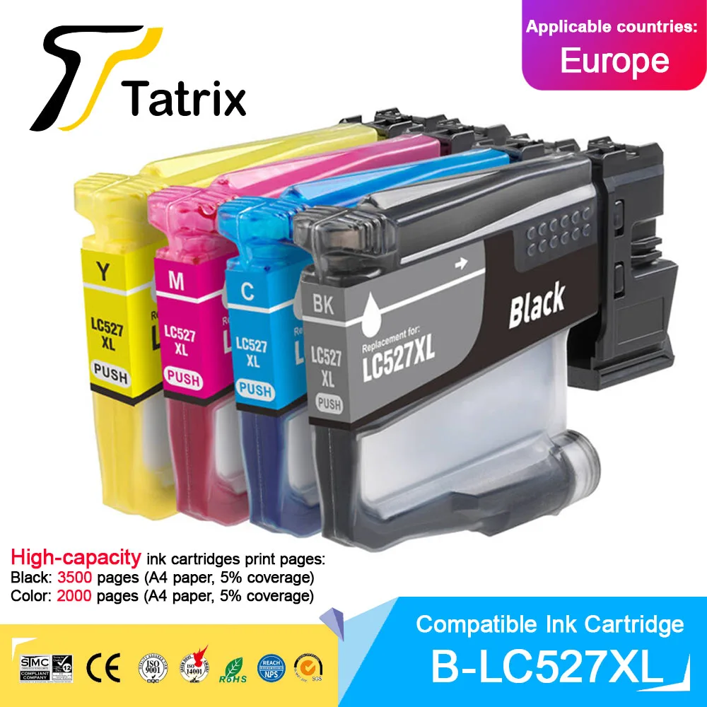 

Tatrix High capacity LC527XL 527XL Compatible Ink Cartridge For Brother MFC-J4350DW,MFC-J4550DW,MFC-J6760DW,MFC-J6960DW Printer