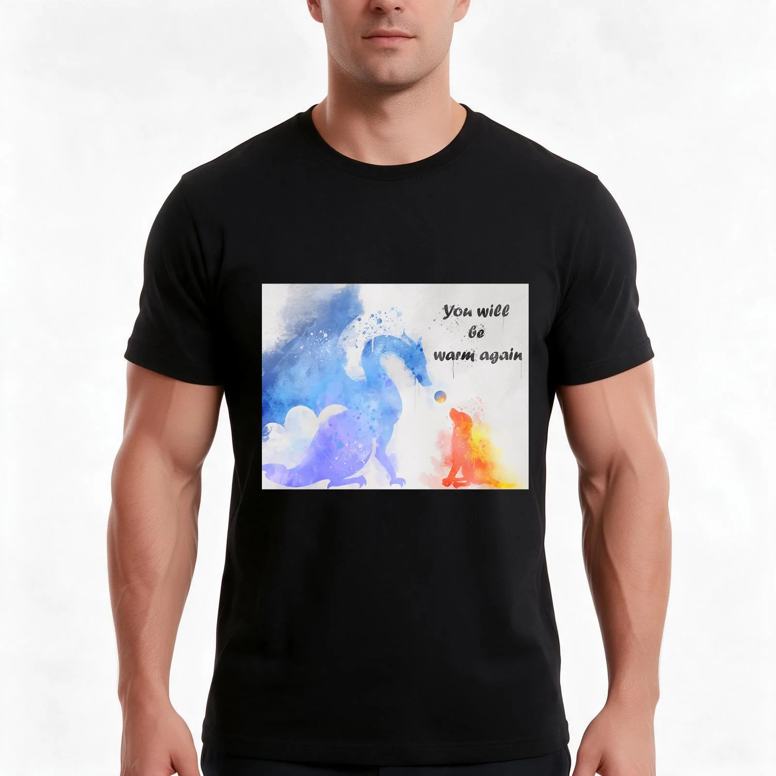 /The dog and the dragon T-Shirt, Summer Casual Cotton Tee, Oversized Streetwear Tops, Vintage Graphic Print, Unisex Men Women
