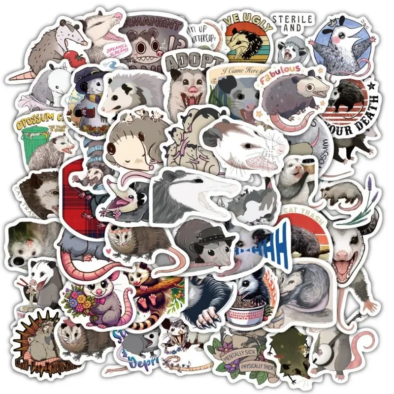 60Pcs/Set Cartoon Animal Opossum Graffiti Stickers DIY Diary Laptop Luggage Skateboard Scrapbook Sticker Decal Classic Toys