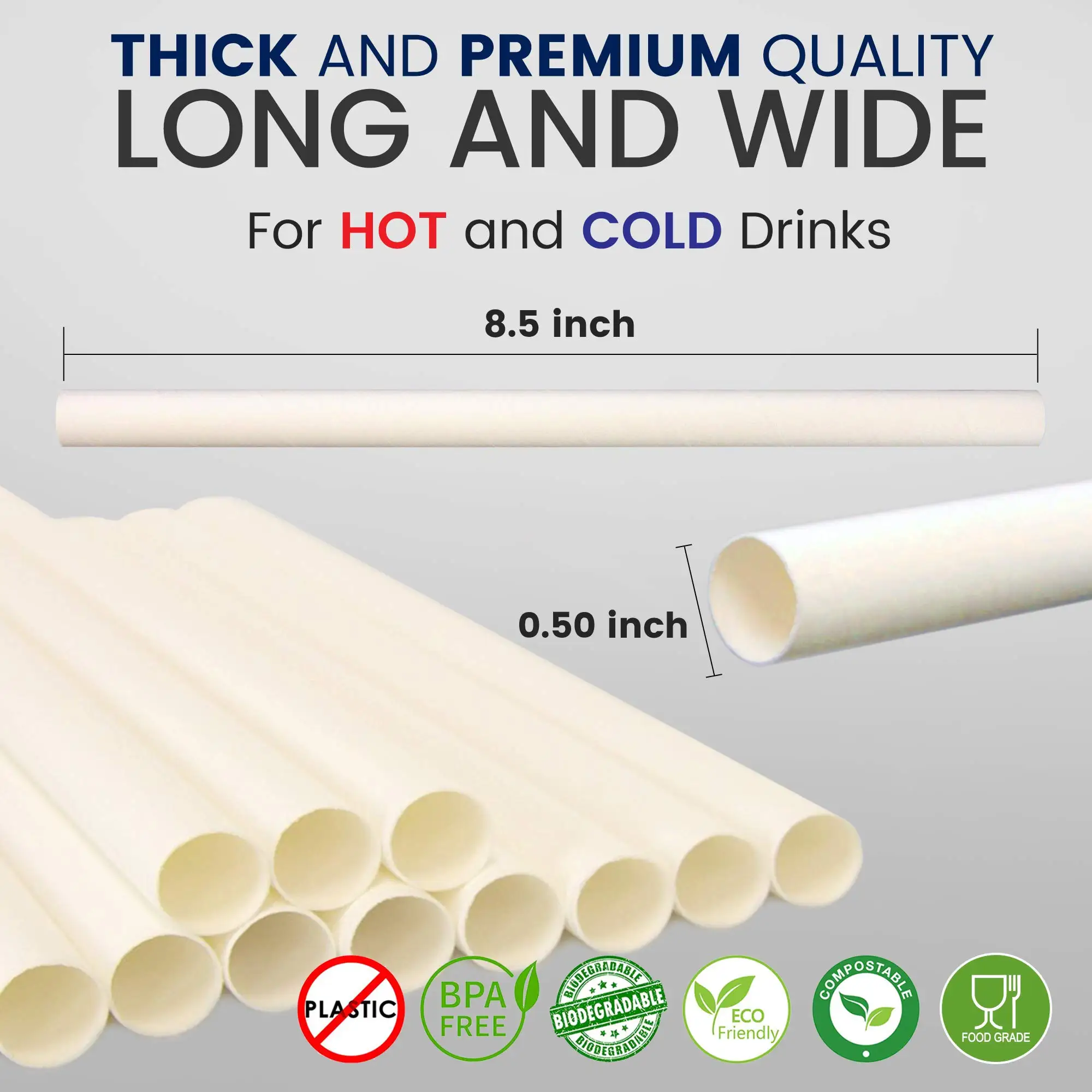 50pcs Disposable Paper Straws Milkshake Boba Bubble Tea Drinking Straws Individually Wrapped Hygienic Biodegradable Paper Straws