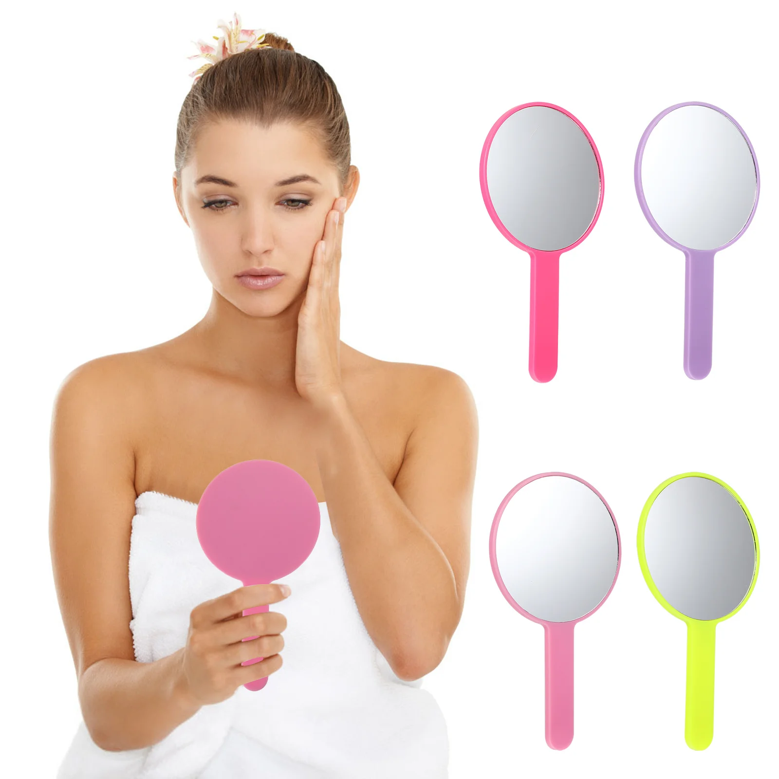 8개 소형 메이크업 거울 휴대용 핸드헬드 여행용 거울 단면 고화질 반사면 이동 중에 사용하기에 이상적