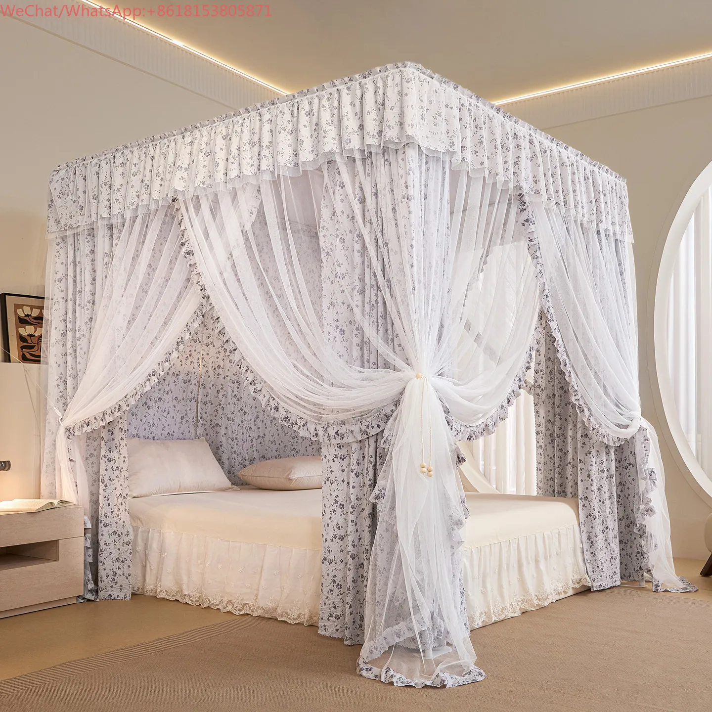 Warm floor bed mantle three door dustproof bedroom windshield 1.21.8 double one curtain shading