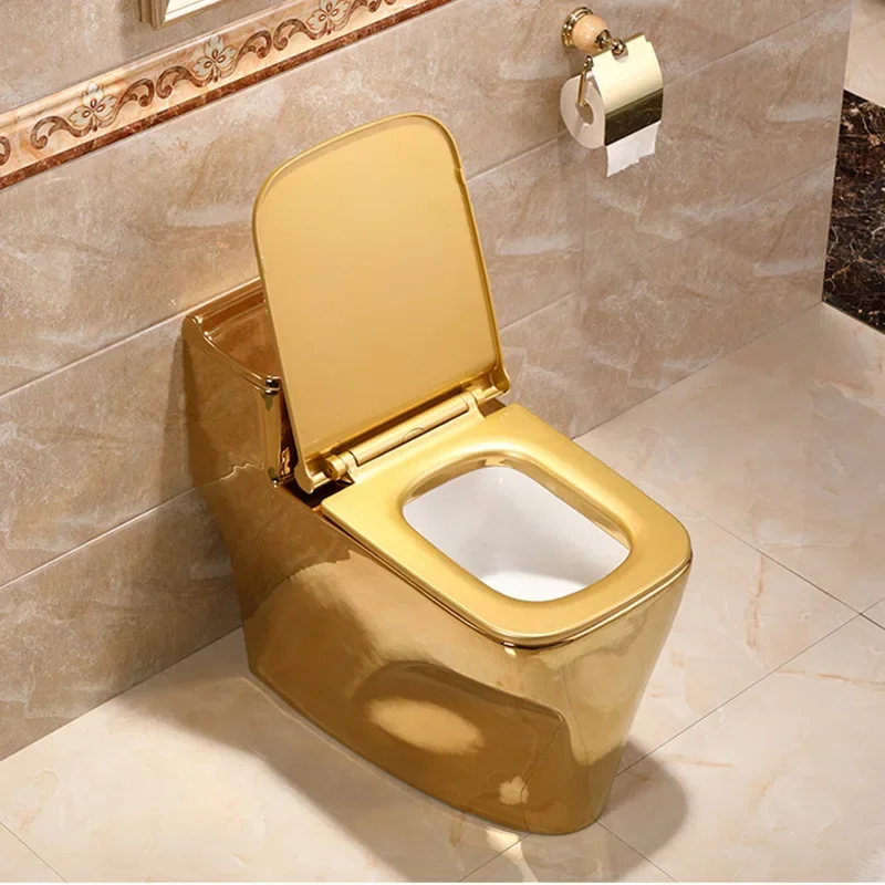 BQ Light Luxury Gold-plated Toilet, Rose Gold Flush Toilet, High-quality Scratch Resistant Seat Toilet, For Hotels, KTV YX615EV
