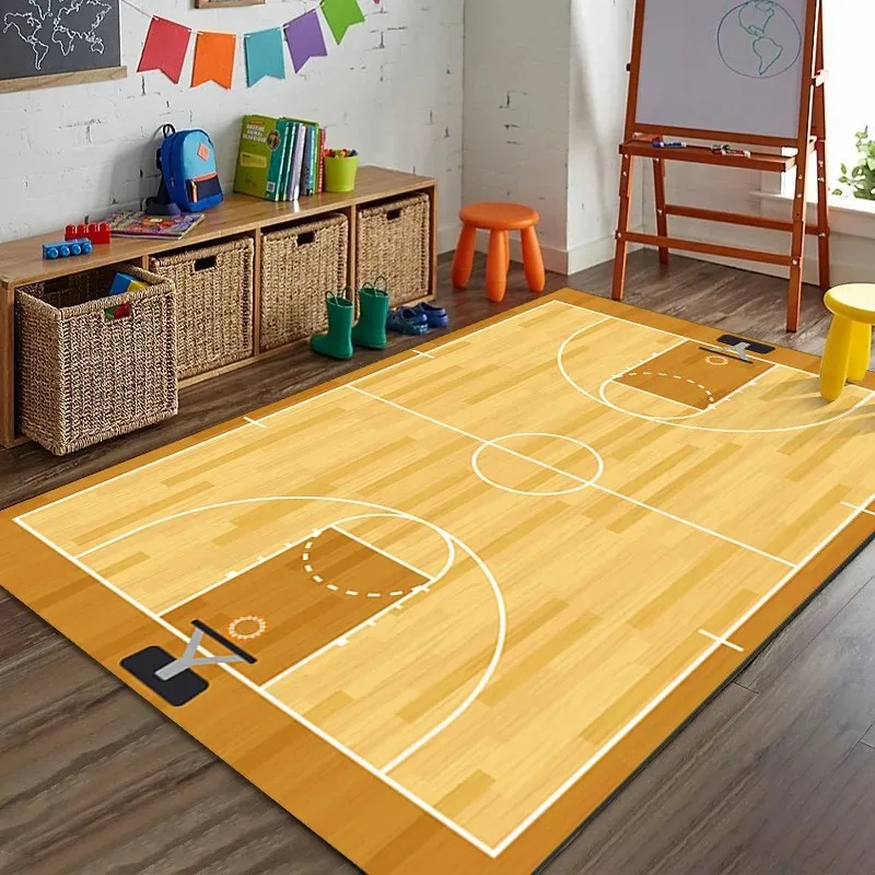 VIKAMA Non-slip Basketball Soccer Racing Rug, Washable Soft Play Mat for Kids Bedroom Playroom