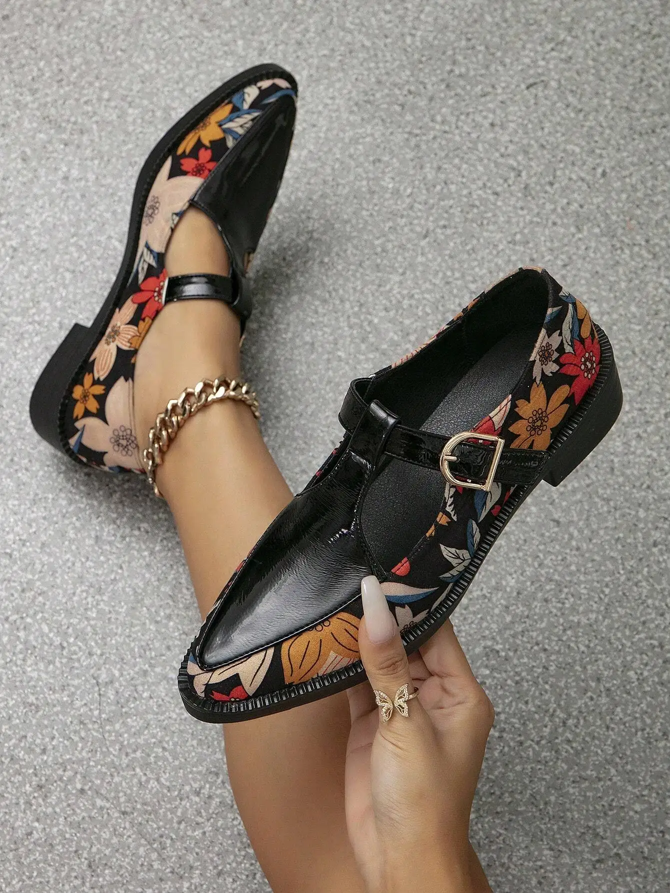 2025 Autumn Women's Flat Platform Square Toe Slip-On Brogues, Mary Jane Oxfords, Mid Heel, Black, Vintage British Style