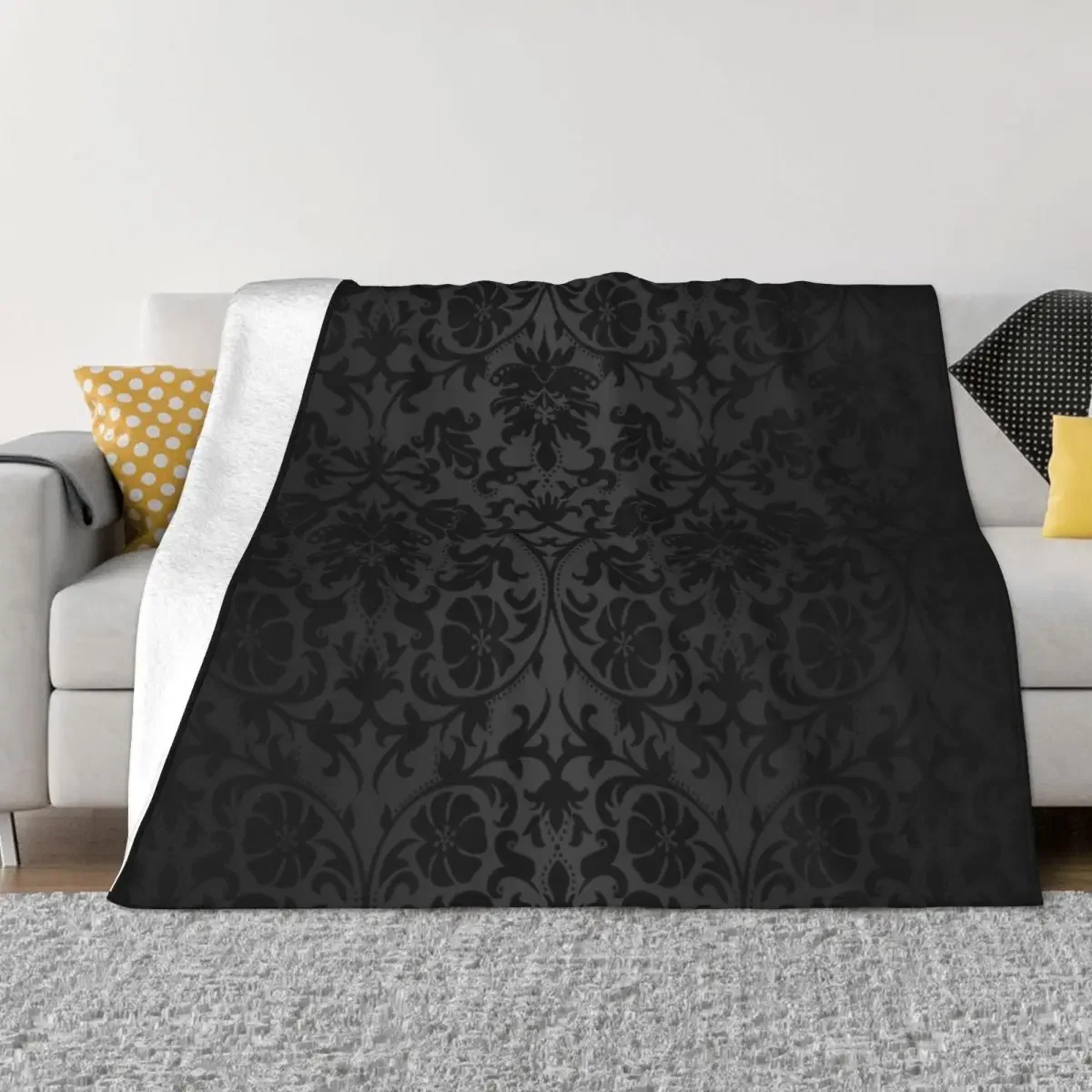 Y2K Children 3d PRINT Blanket Black Floral Damask Throw Blanket Fluffy Blankets Large Sofa Luxury Throw Quilt for Children Cover