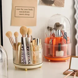 360° Rotating Makeup Brush Holder Desktop Cosmetic Storage Box with Lid Lipstick Eyebrow Pencil Holder Light Luxury Containe