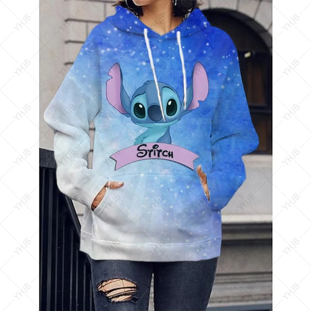 Disney-Feminino Lilo E Stitch Engraçados Hoodies Dos Desenhos Animados, Camisola Anime, Streetwear Manga, Feminino Hoody, Haraju