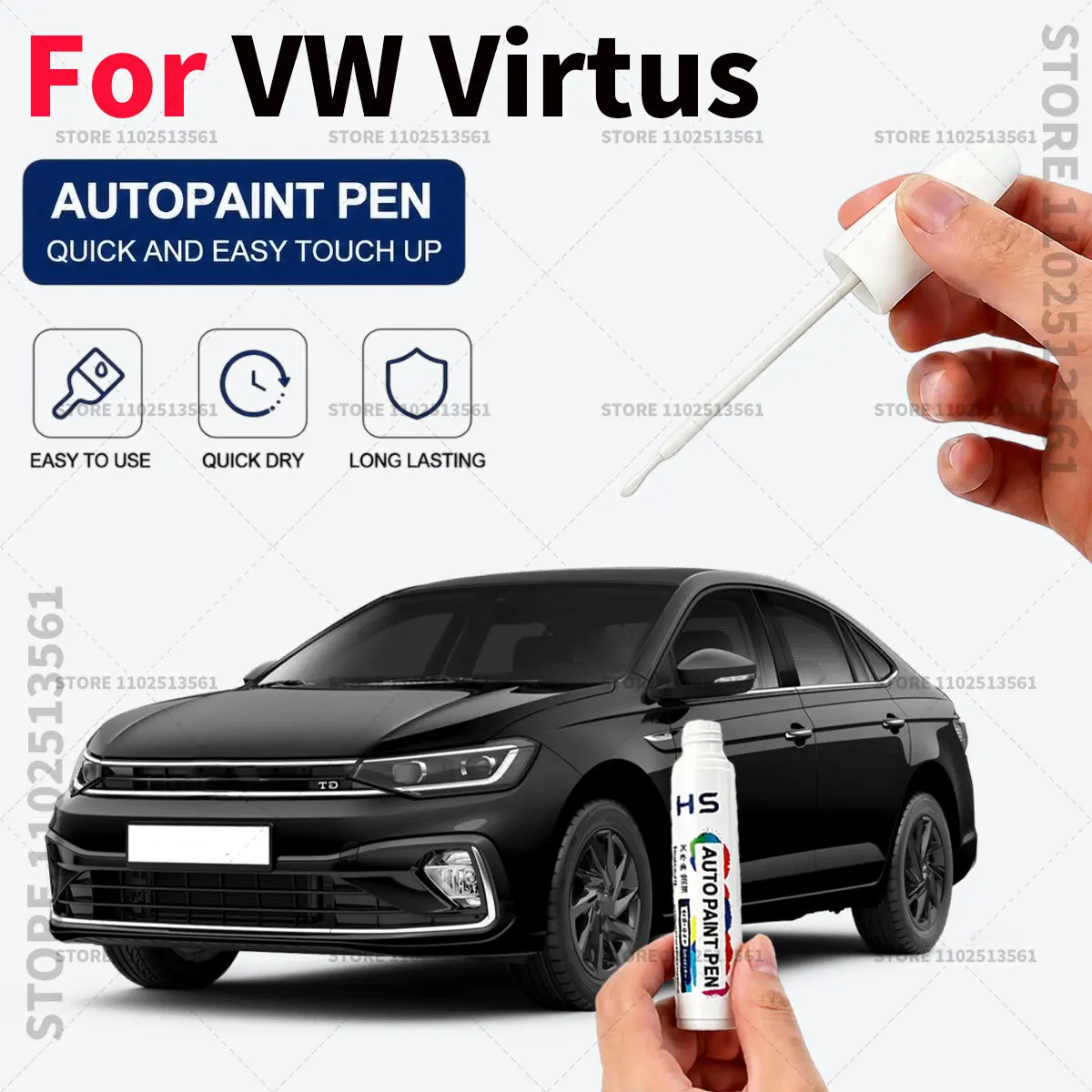 

For VW Virtus White Black Blue Professional Car Touch Up Paint Pen Scratch Repair Paint Brush for Automotive Paint Restoration