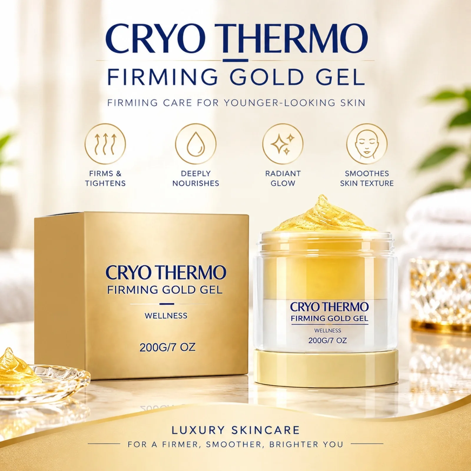 2PCS Gold Body Gel Massage Cream 24k Moisturizing Nourishing Skin Tightening Smooth Soft Luxury Beauty Care for Women