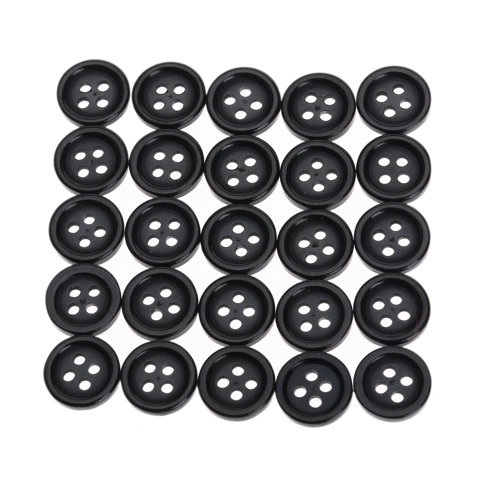 100Pcs of Lot 10mm Black Round Resin 4 Holes Clothes Sewing Buttons Home Crafts Scrapbooking DIY Use Accessory