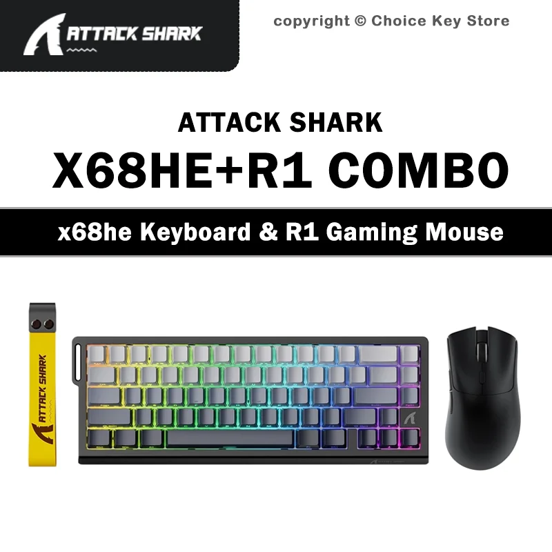 

ATTACK SHARK X68 HE Magnetic Keyboard and R1 Gaming Mouse Combo 8K Rapid Trigger 66 Keys PAW3311 18000 DPI Keyboard Mouse Set
