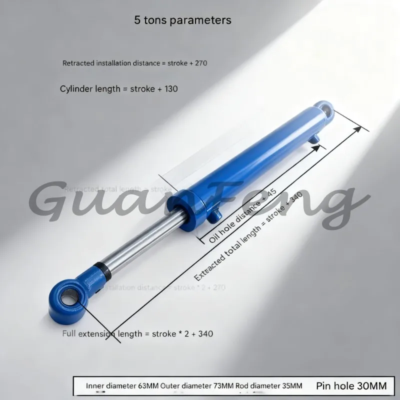 5-Ton small two-way lifting hydraulic cylinder, double-acting hydraulic top for lifting operation