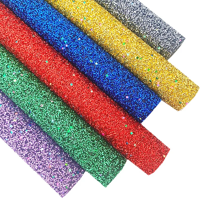 Red Green Purple Blue Glitter Leather Sheets Pipes Glitter Faux Leather Sheets Handmade Glitter for DIY Craft 8.2