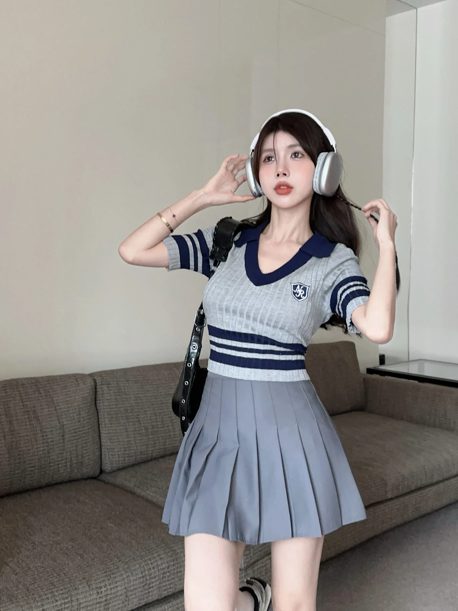 T-shirt amincissant en soie Ne Ice pour femmes, ort Sve, couché à la taille, été, Faion College Sle, haut au Design Unique