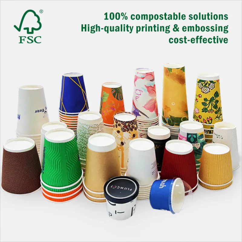 10 00piece.Custom.Custom Paper Cup Disposable Recyclable Food Grade Single Double Ripple Wall Paper Coffee Cups Hot Drink