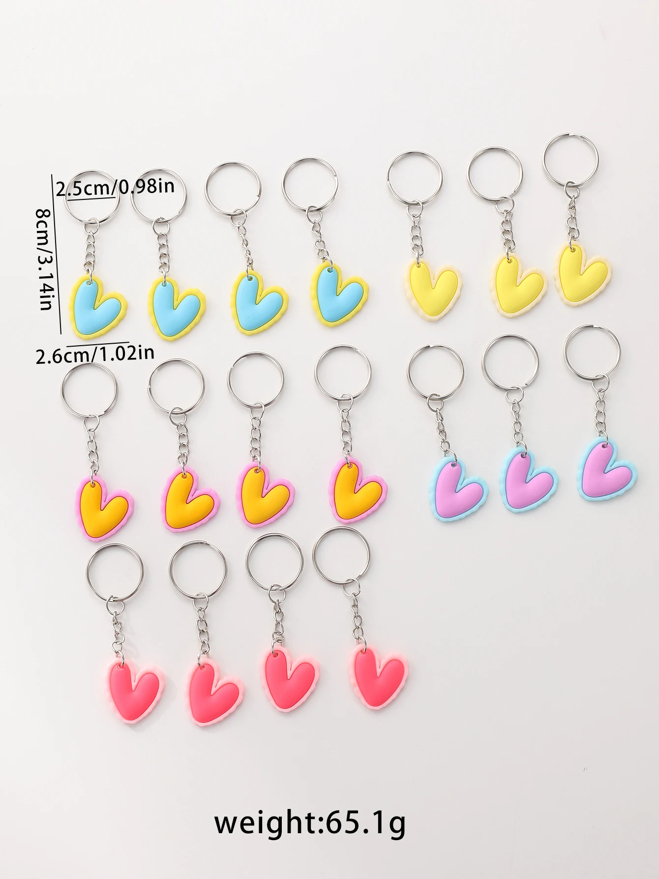 18pcs PVC Love Keychain Heart Pendant Fashion Cute Cartoon Keyring  Purse Charm Ornament Bag Accessories Valentines Day Gift