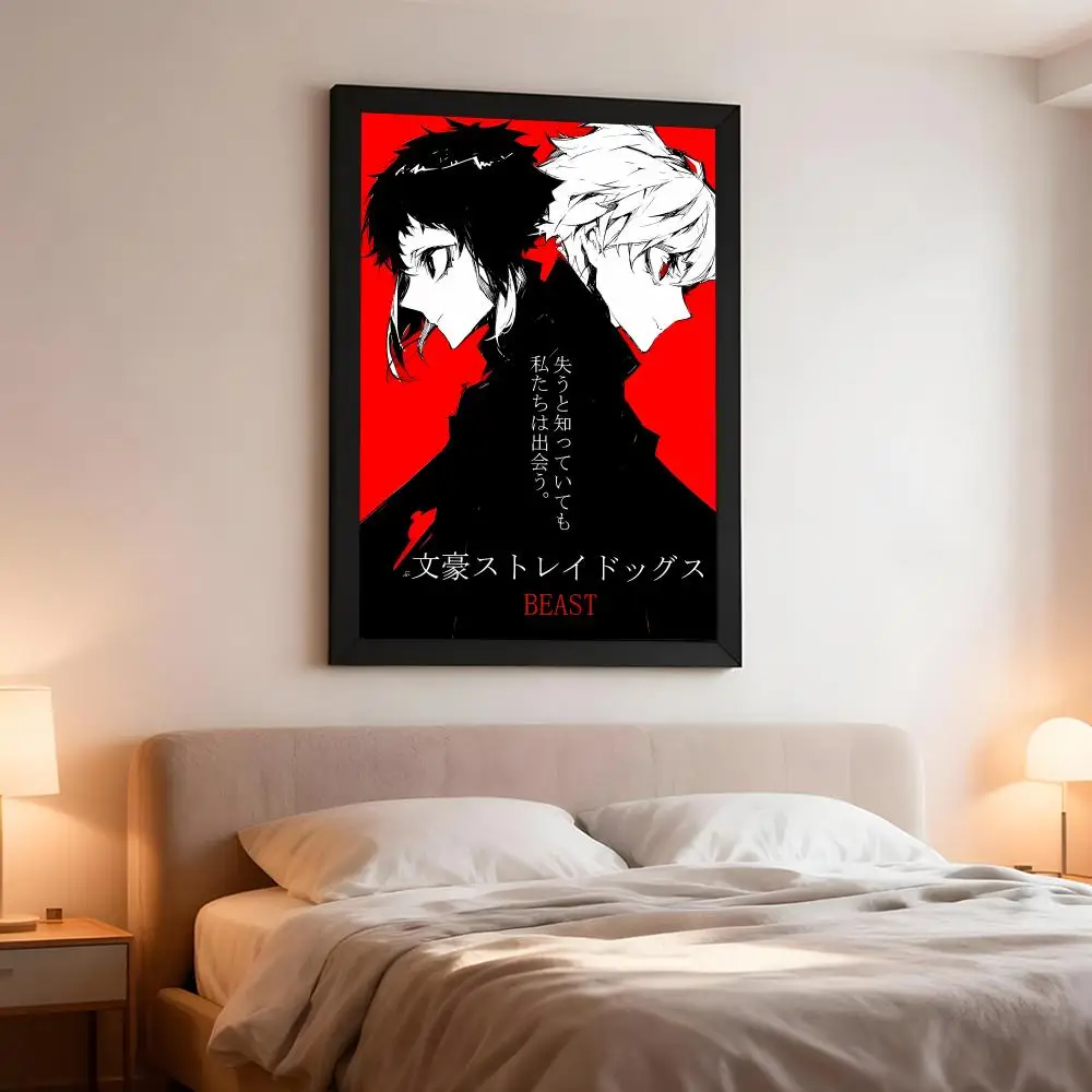 Dark Fantasy-Manga B-Bungo Stray Dogs Beast Poster Artistic Peel-Off Wall Decor, Indoor Outdoor Home Ornament for Collectors