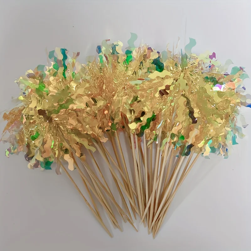 30 قطعة من أغطية الكيك على شكل زهرة لامعة متعددة الألوان لتزيين حفلات أعياد الميلاد، متعددة الاستخدامات لعيد الميلاد، واحتفالات العام الجديد #4