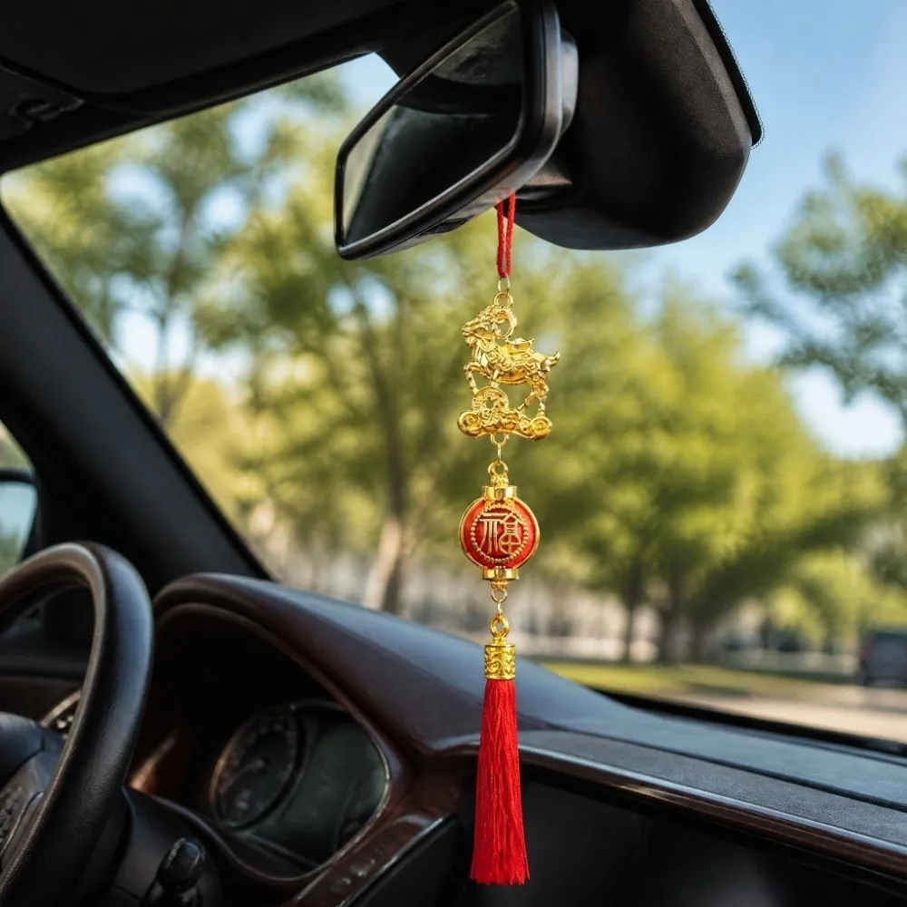 Golden Sheep Goat Hanging Ornament Red Tassel Handmade Lucky Charms Lucky Design Multi-functional Chinese Zodiac Pendant