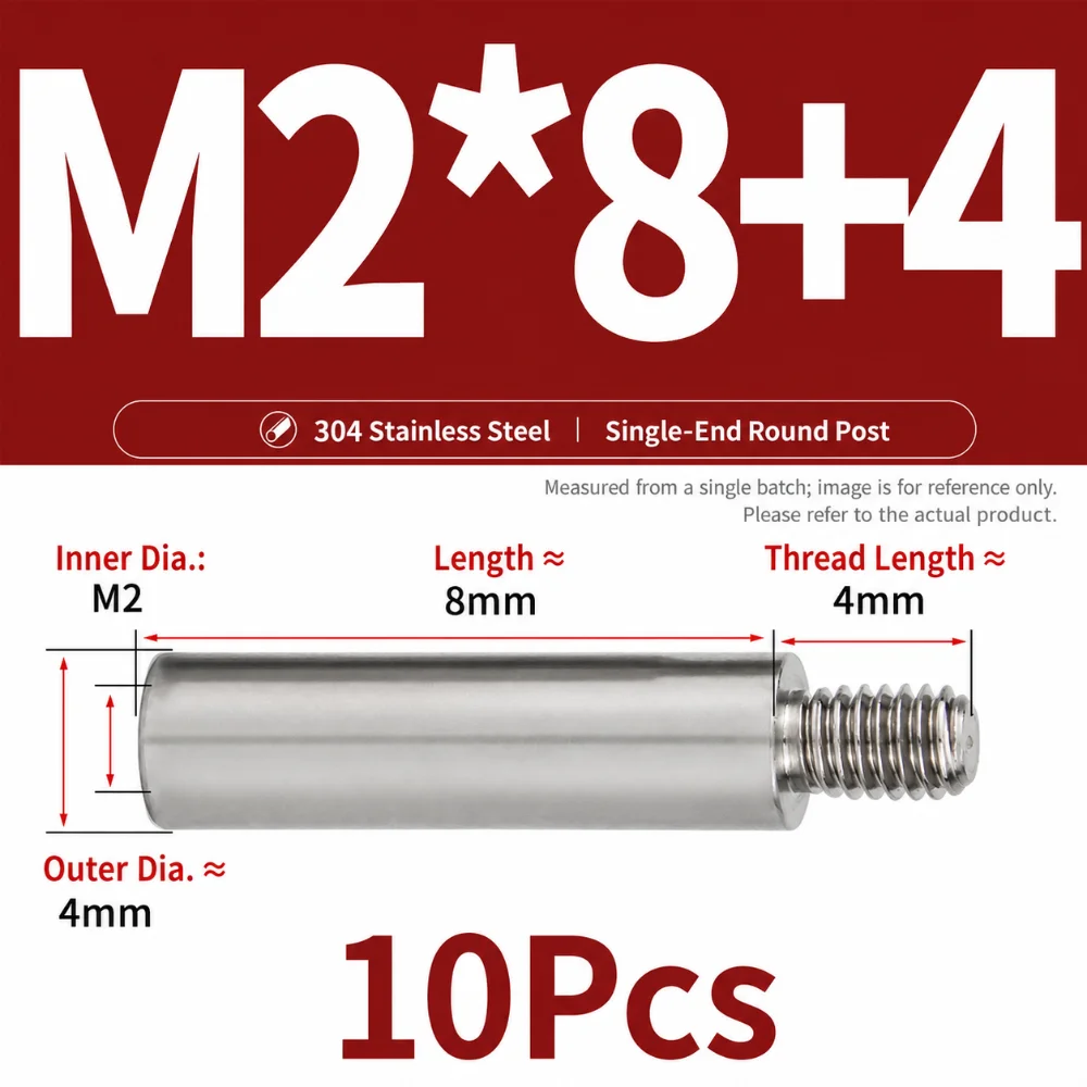 10Pcs M2-M10 Threaded Pillar Male Female Single Head Round Spacing Column 304 Stainless Steel Round Isolation Column