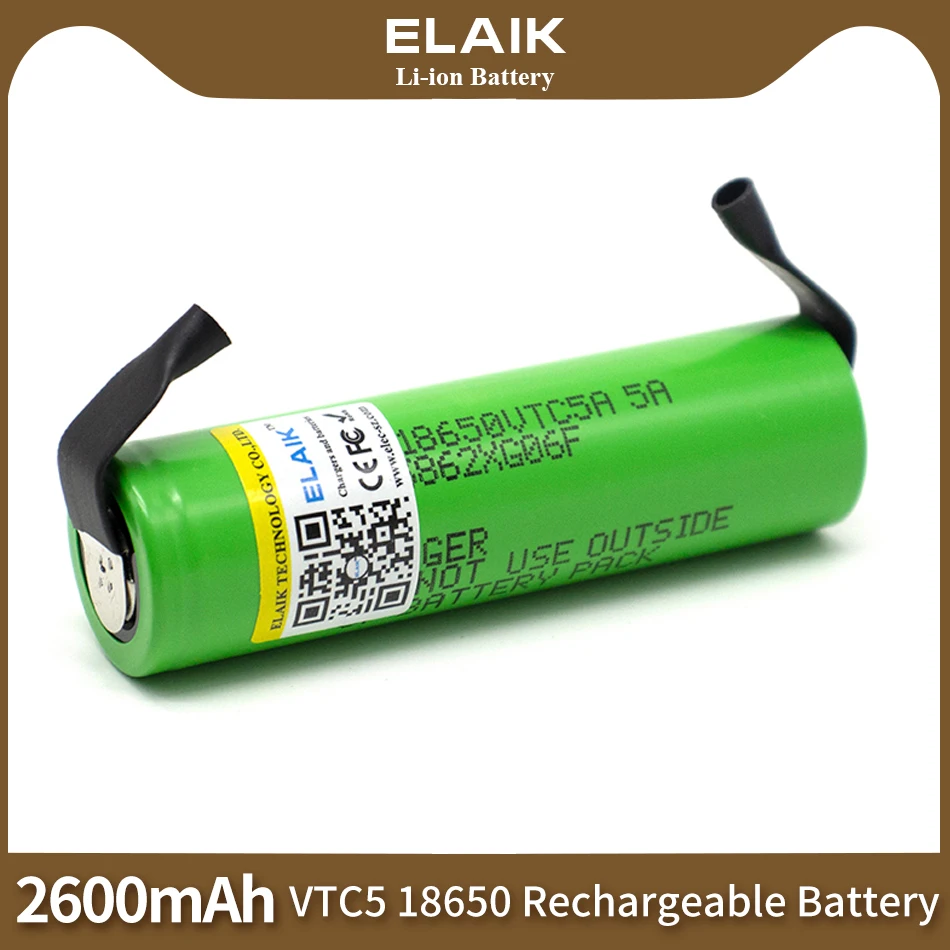 3.7v 18650 VTC5 2600mah Lithium Rechargeable Battery US18650VTC5 30A Discharge for All Kinds of Electronic Toys+DIY Nickel